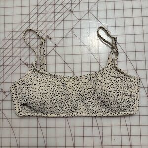 Xhilaration Smocked Cream and Black Polka Dot Bikini Top